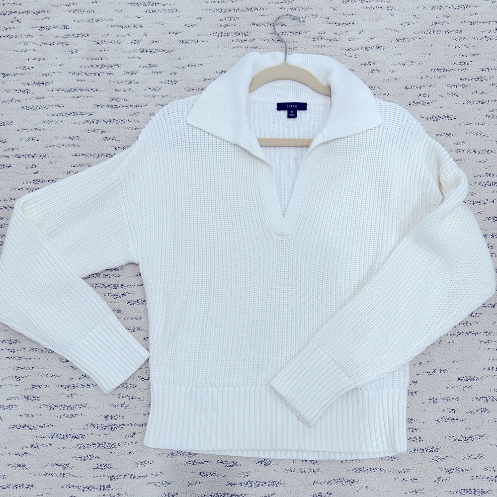 J Crew Collared Cotton Knit Sweater